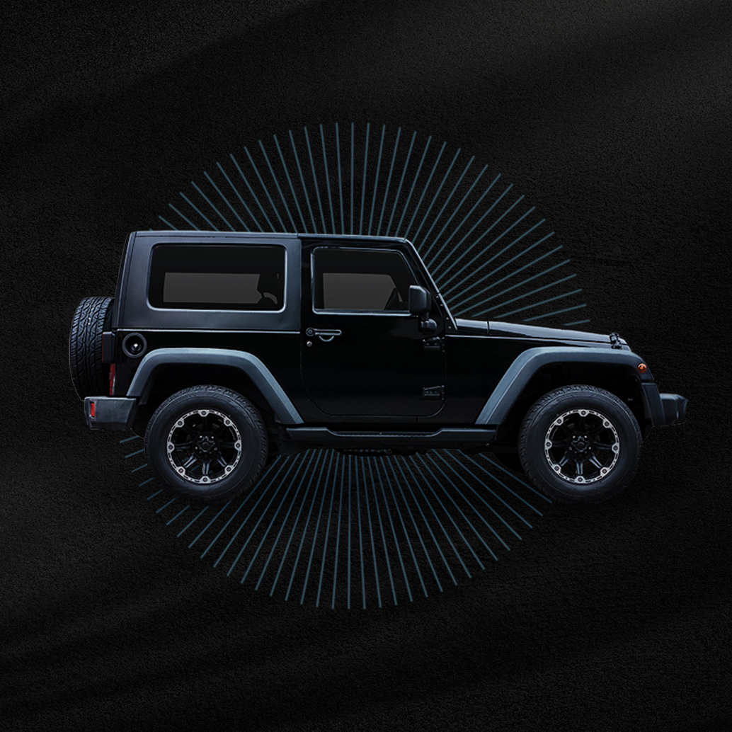 Black Jeep with Climb sunburst