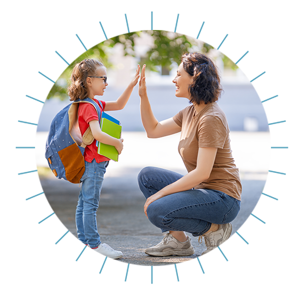 Kid and teacher