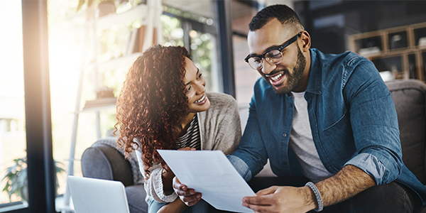 couple looking at paper